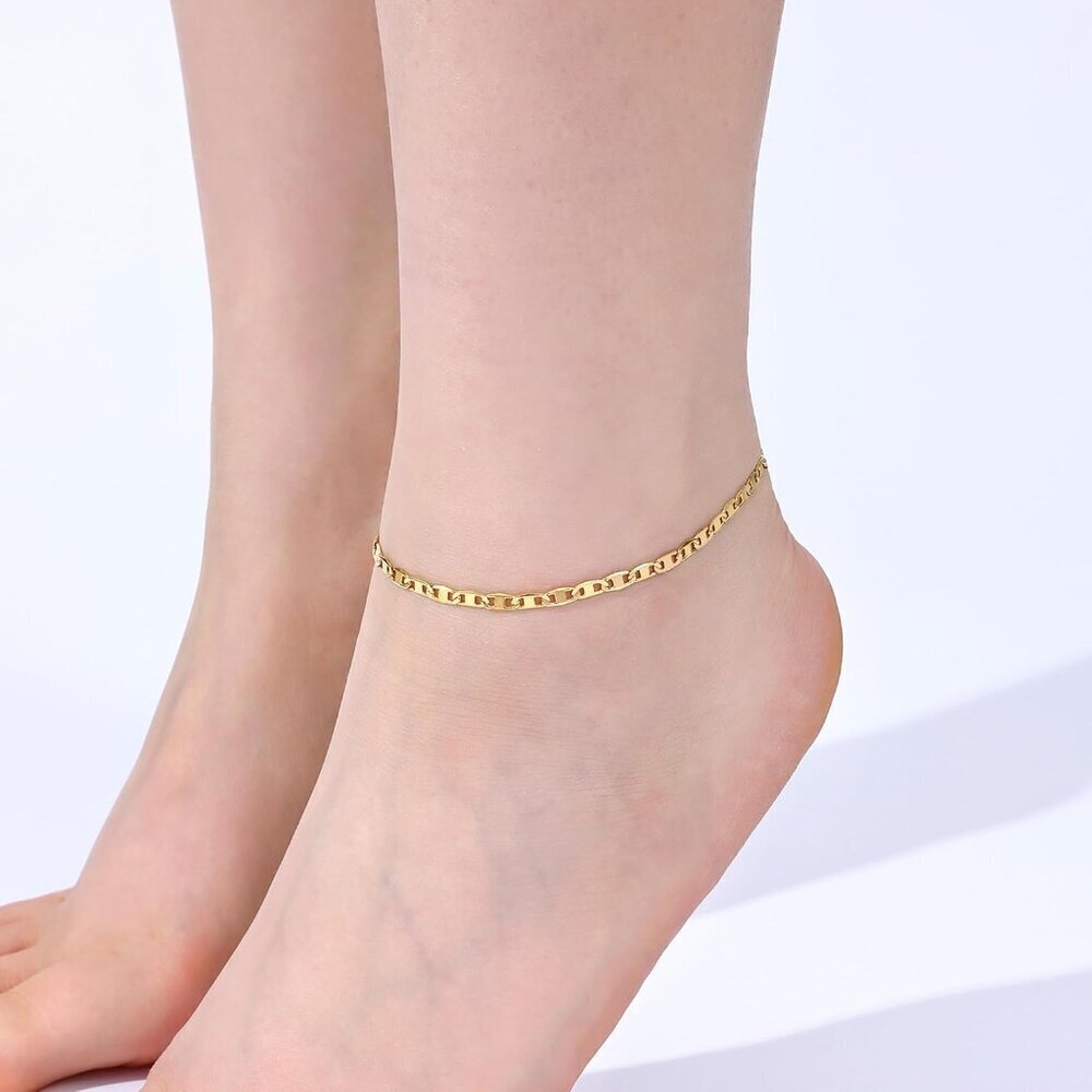 Women’s Gold Plated Copper Anklet 10 Inch Waterproof Dainty Jewelry - Picture 7 of 9
